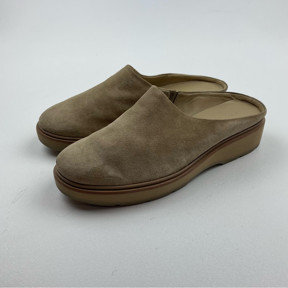 Vince Taupe Suede Mule Clogs